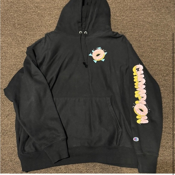 Champion Black Hoodie with Fresh Donuts Design - Picture 2 of 2